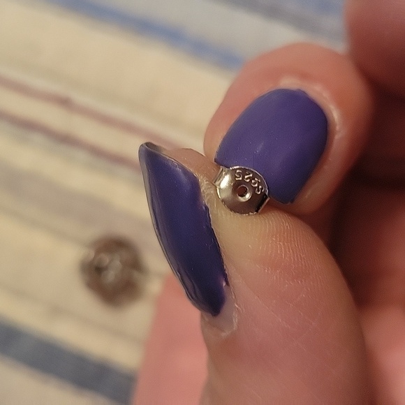 Sterling Silver Stud Earrings with Amethyst Stone Accent NWOT. - Picture 5 of 6